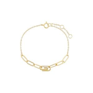 Adina Eden Pave Safety Pin Paper Clip Bracelet Gold Plated